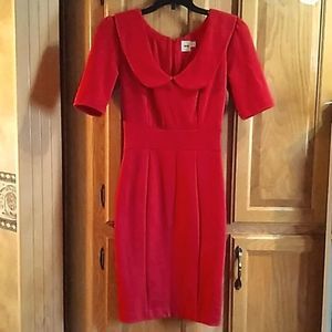 ASOS Sz 2 Red Collared Midi Dress